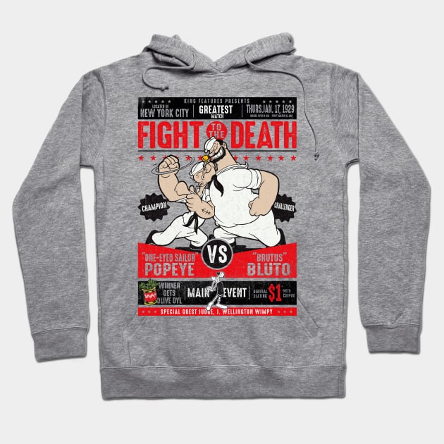 Popeye vs. Bluto Fight Poster Hoodie by Alema Art